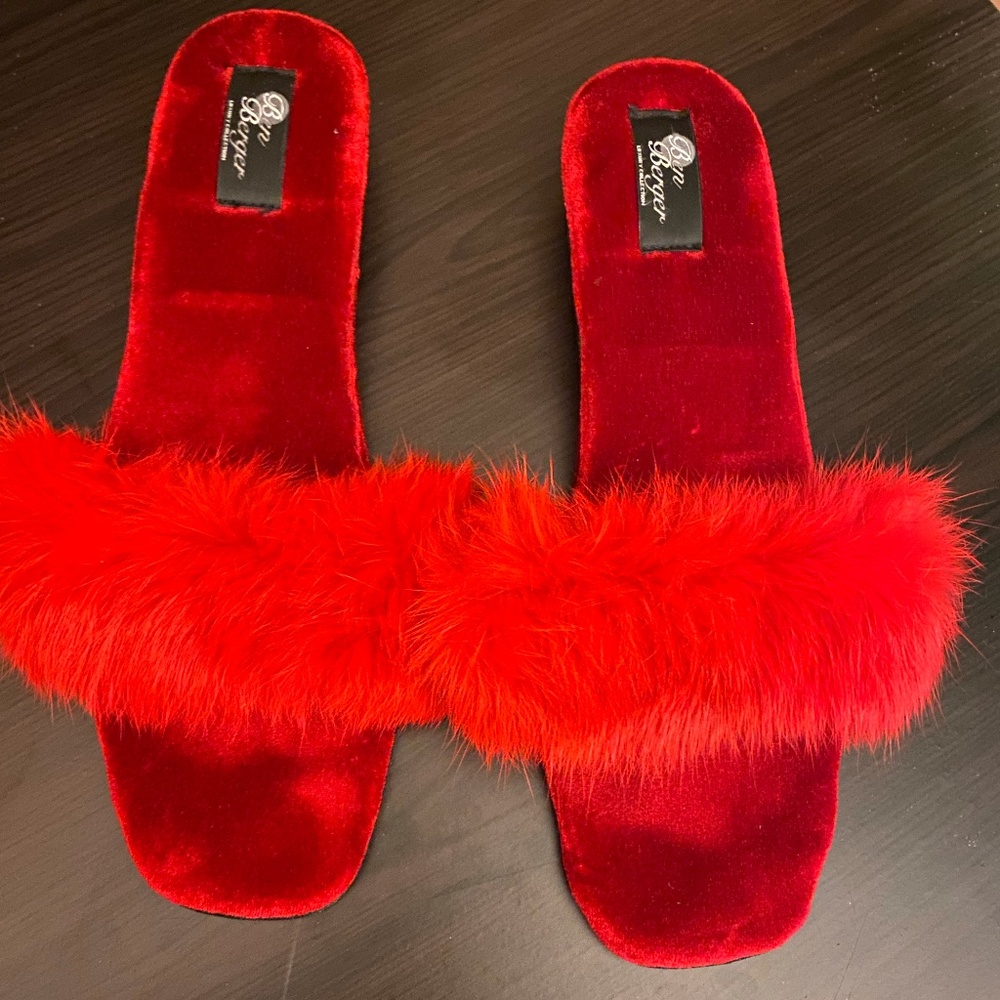 Red Fur Slippers